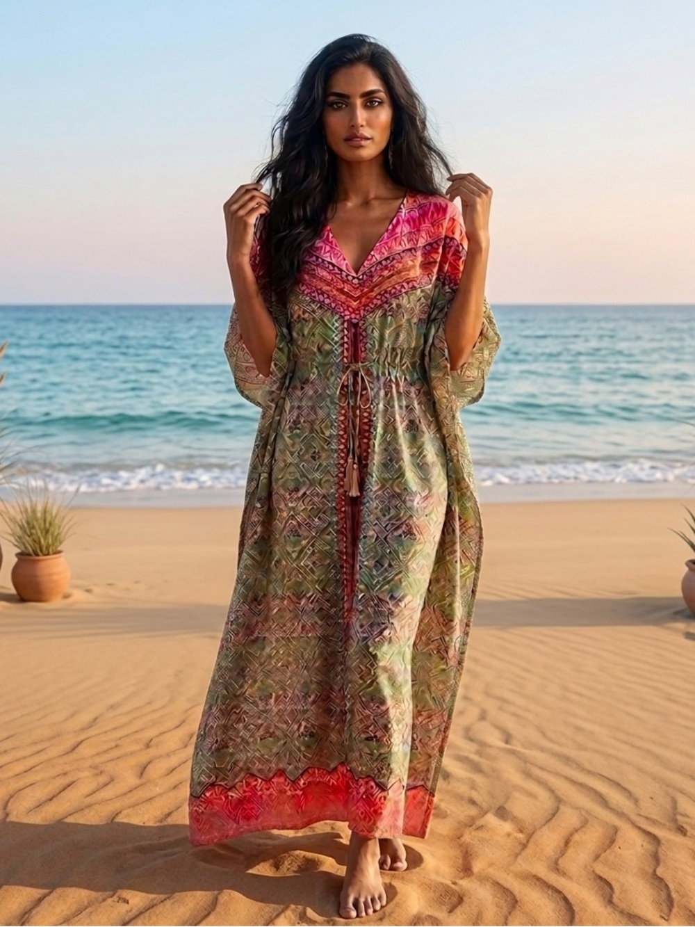 Anthropologie Vanessa Virginia printed caftan Maxi Kaftan Dress small